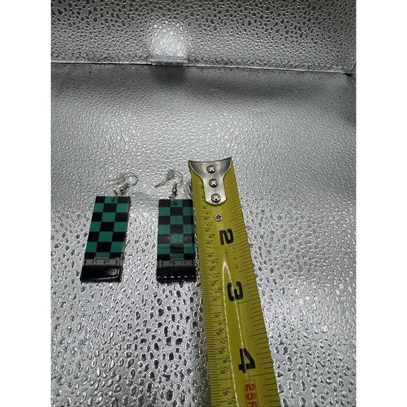 Demon Slayer Infinity Castle Tanjiro Earrings Anime Hanafuda Cosplay Drop - Picture 2 of 3